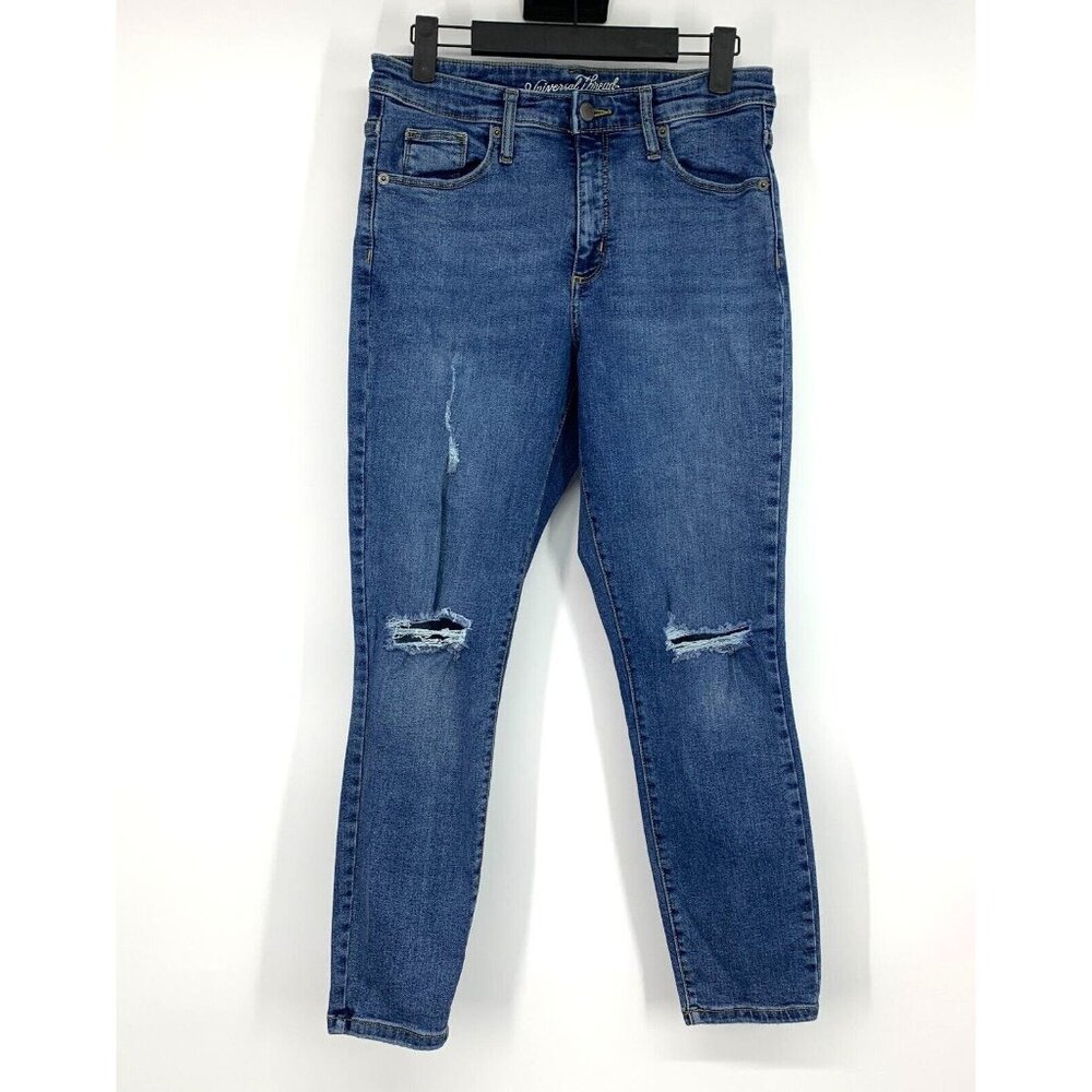 Universal Thread Women's Skinny Jeans - Medium Blue Distressed